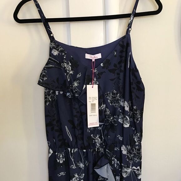 Parker Floral Ruffled Hi Low Midi V-Neck Dress - Picture 4 of 11